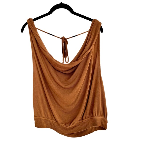 Free People My Way Cowl Neck Tank Top Draped Tie Back Size XL - Picture 5 of 9